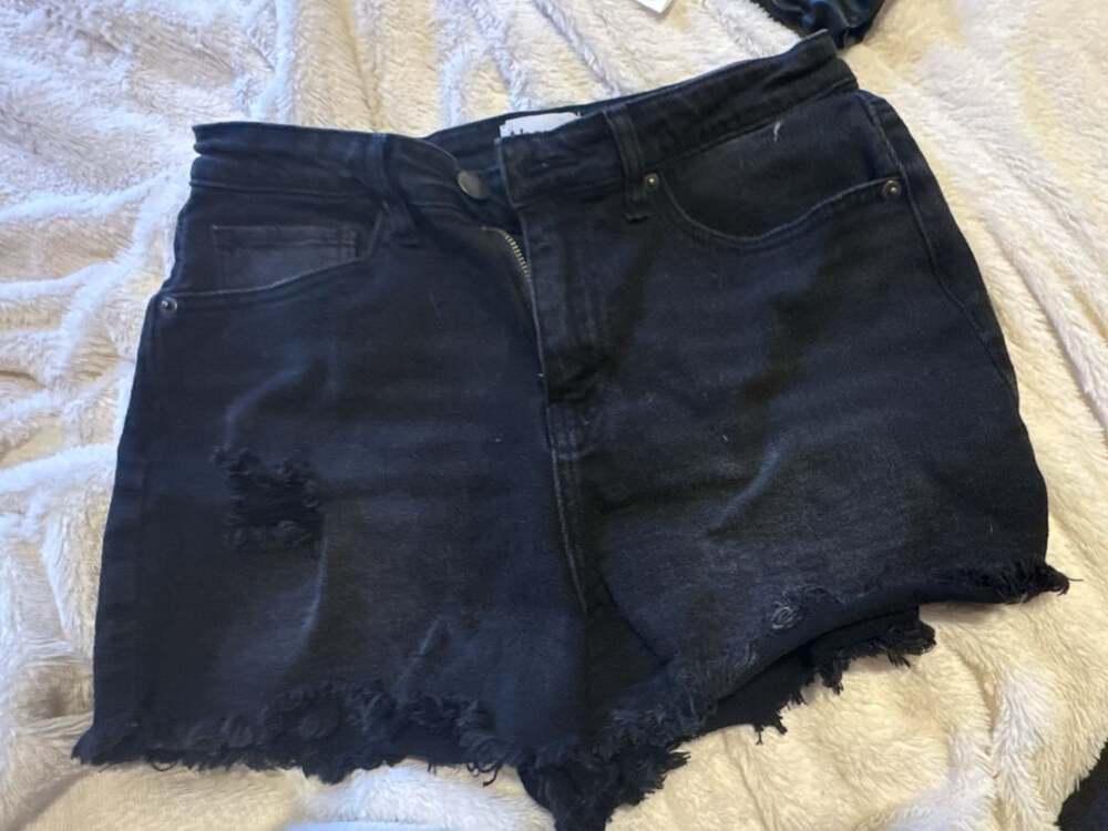 Abound Denim Shorts Size 29 Black Distressed Frayed Hem